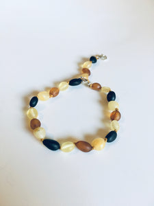 Adjustable Olive Beans Amber Bracelet - Raw - Multi Amber